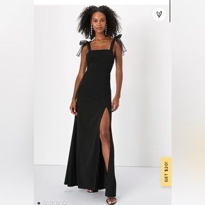Lulus black wedding guest dress